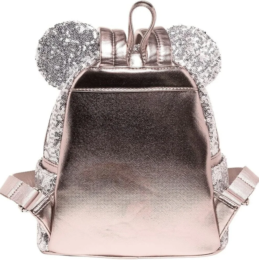 Loungefly Disney Silver Sequin Minnie Backpack NWT - Picture 3 of 7